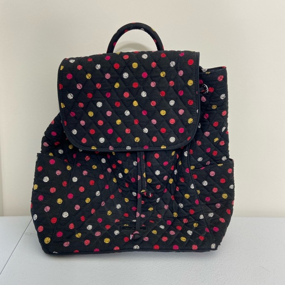 NWOT Vera Bradley black‎ Havana dot patterned drawstring magnetic backpack bag main image 5